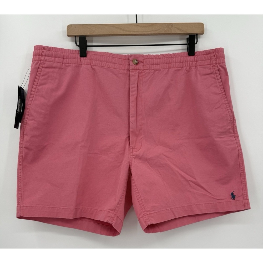 Ralph Lauren Shorts Mens XXL Pink Orange Classic Fit 6" Chino‎ Khaki Pony NEW